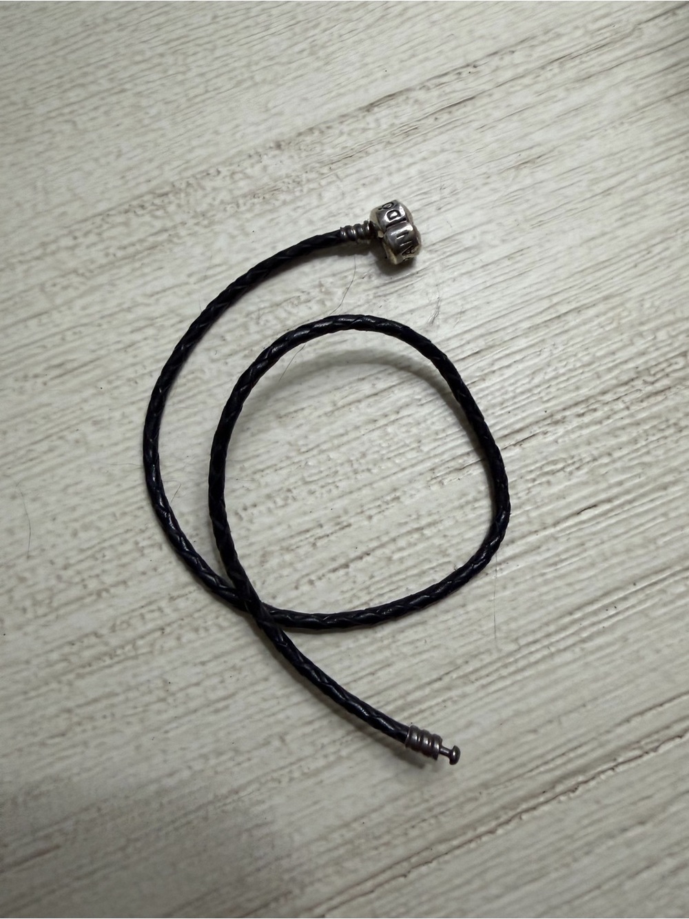 Pandora Black Braided Leather Women  Bracelet or choker with Silver Accent